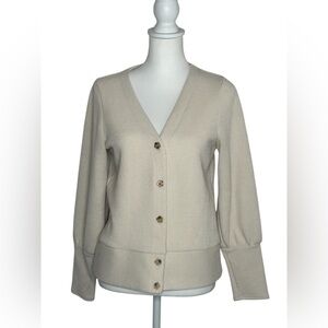 Madewell Ottoman Cream Button-Up Rib Cardigan size Med feminine quiet luxury